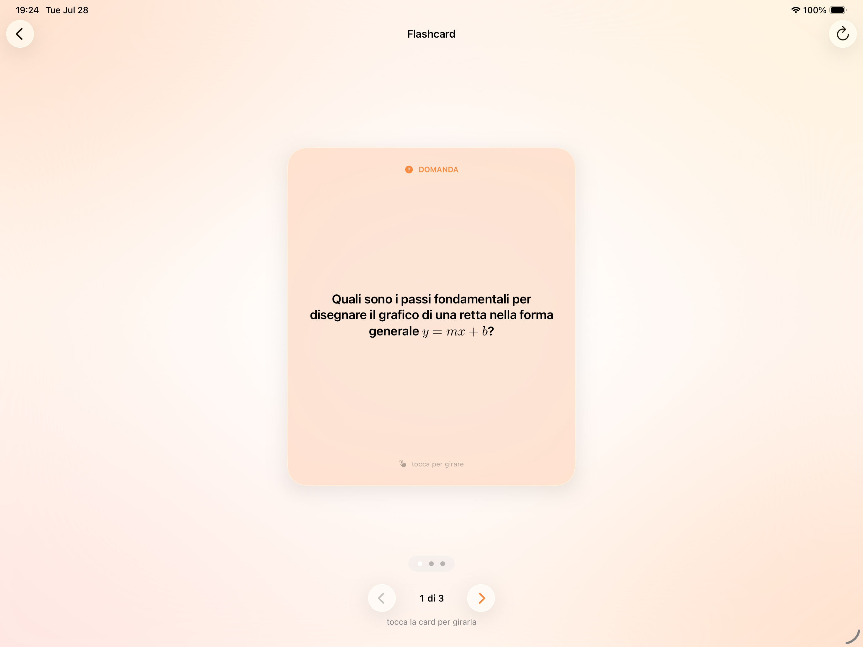 Flashcard interattiva con una domanda di ripasso in Phind.